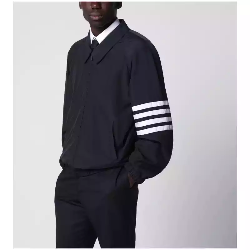 Thom Browne Lightweight navy blue zip-up jacket