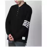 Thom Browne Navy blue cotton polo shirt
