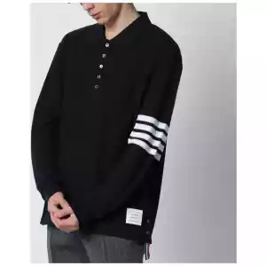 Thom Browne Navy blue cotton polo shirt