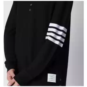 Thom Browne Navy blue cotton polo shirt