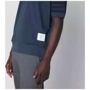 Thom Browne Navy blue cotton polo shirt