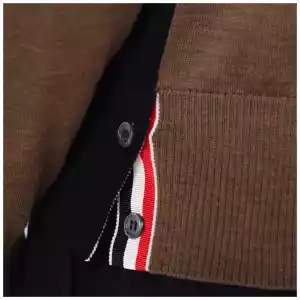 Thom Browne Navy/grey/brown wool cardigan