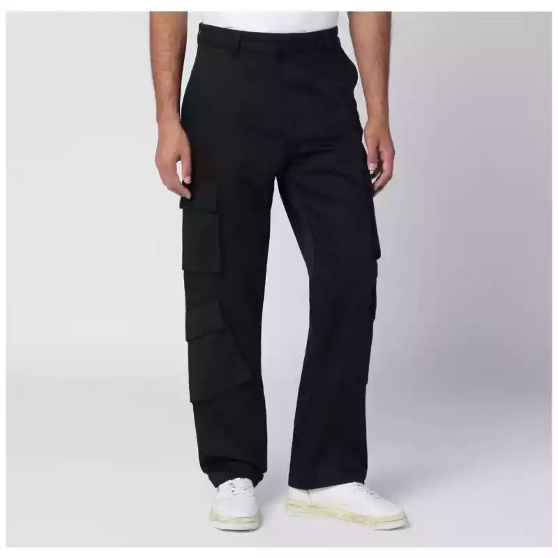 Represent Black cotton cargo trousers