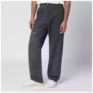Represent Washed-effect black cotton trousers