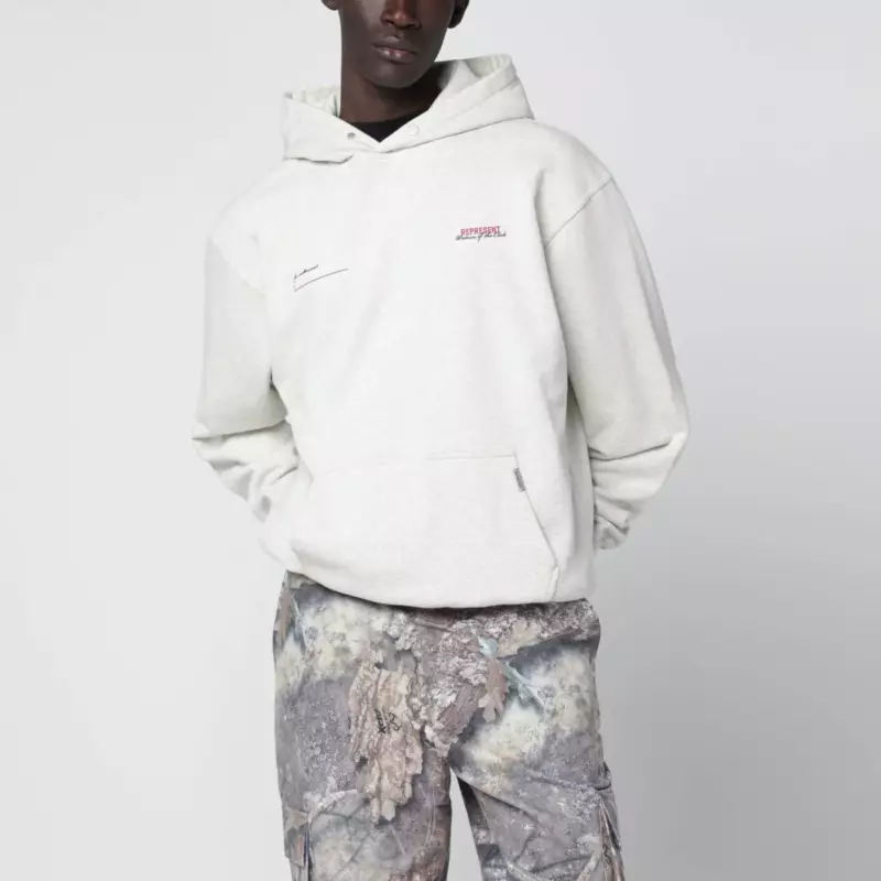Represent Cream cotton hoodie with logo