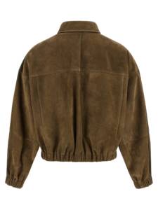 Brunello Cucinelli Shiny Zipper Pull Suede Jacket