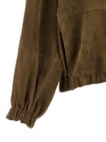 Brunello Cucinelli Shiny Zipper Pull Suede Jacket