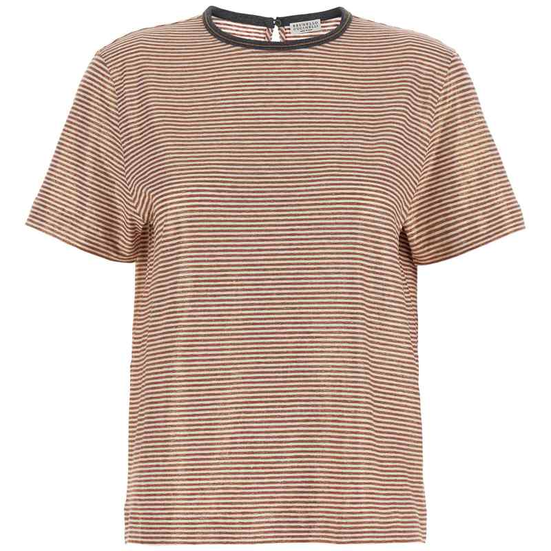 Brunello Cucinelli Shiny Collar Detail T-shirt
