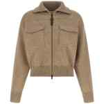 Brunello Cucinelli Shiny Zipper Pull Wool Cardigan