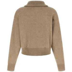 Brunello Cucinelli Shiny Zipper Pull Wool Cardigan