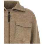 Brunello Cucinelli Shiny Zipper Pull Wool Cardigan