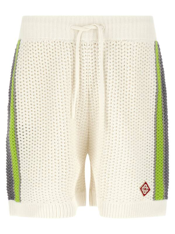 Casablanca Stripe Crochet Bermuda Shorts