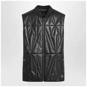 Moncler + Rick Owens Brown faux leather zip-up vest