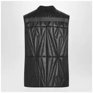 Moncler + Rick Owens Brown faux leather zip-up vest