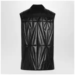 Moncler + Rick Owens Black faux leather zip-up vest