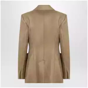 Max Mara Semi-fitted single-breasted blazer in beige linen