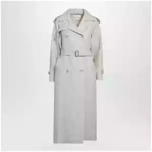 Max Mara Sand-coloured double-breasted duster coat in linen drill