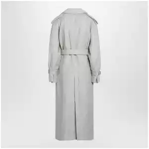 Max Mara Sand-coloured double-breasted duster coat in linen drill