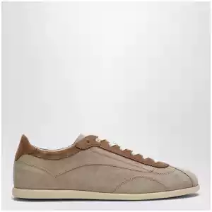 Brunello Cucinelli Beige low-top suede lace-up sneakers
