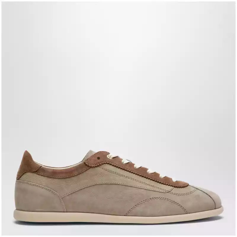 Brunello Cucinelli Beige low-top suede lace-up sneakers
