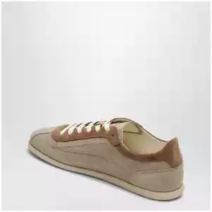 Brunello Cucinelli Beige low-top suede lace-up sneakers