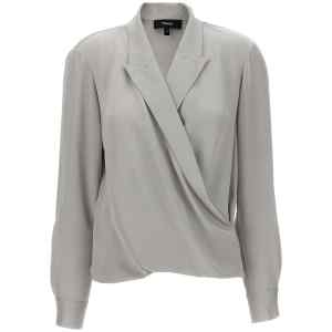 Theory Pk Label Wrap Blouse