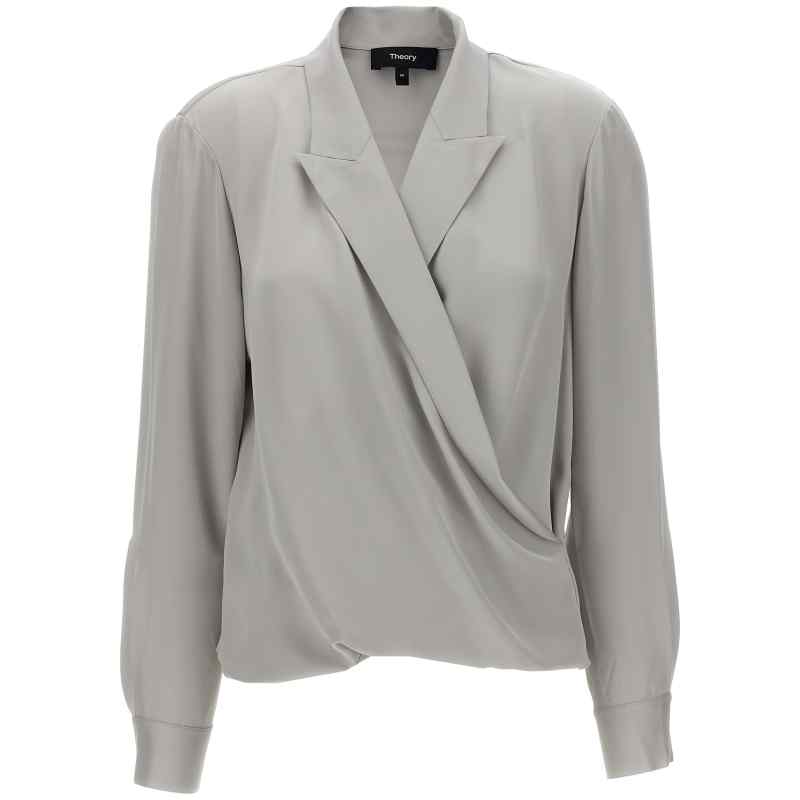 Theory Pk Label Wrap Blouse