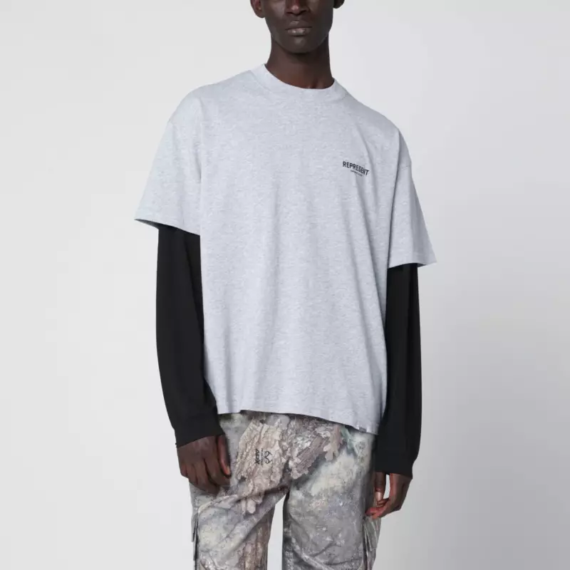 Represent Grey cotton T-shirt with logo
