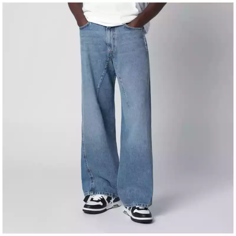 OMYA197S26DEN001_S_OFFW-4000.a Off White Off-White™ Wide-leg light blue jeans with logo