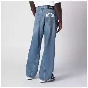 Off White Off-White™ Wide-leg light blue jeans with logo