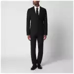Lardini Black single-breasted wool-blend suit
