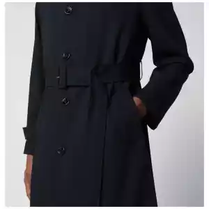 Lardini Blue single-breasted wool trench coat