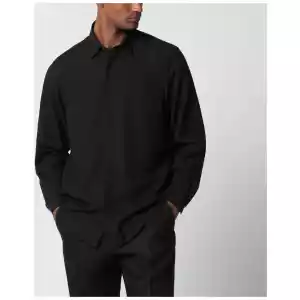 Lardini Black linen-blend shirt