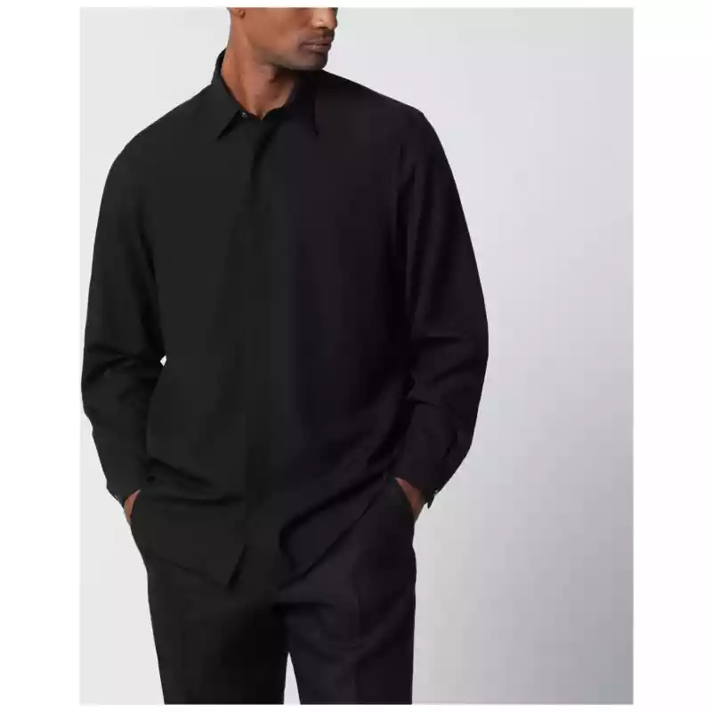 Lardini Black linen-blend shirt