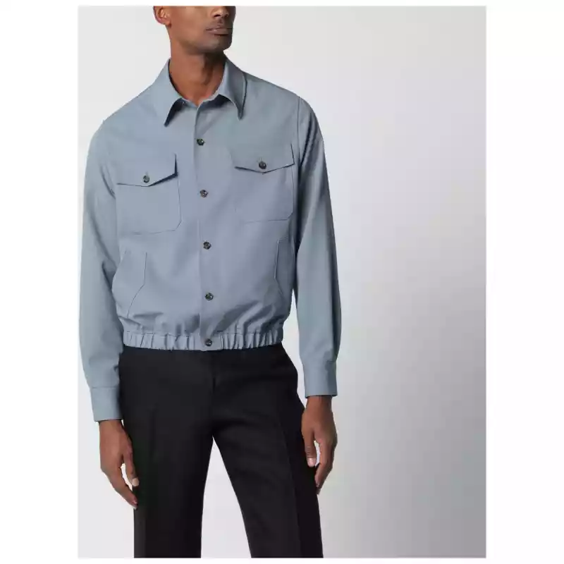 Lardini Grey wool shirt jacket