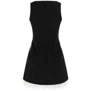 Self-Portrait Black Crêpe Bow Lace Mini Dress
