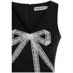 Self-Portrait Black Crêpe Bow Lace Mini Dress