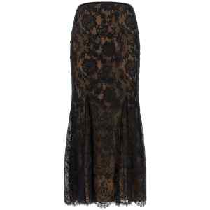 Self-Portrait Black Lace Midi Skirt