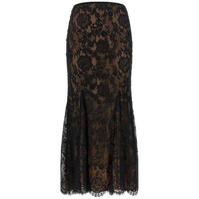 Self-Portrait Black Lace Midi Skirt