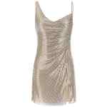 Self-Portrait Champagne Rhinestone Draped Mini Dress