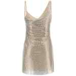 Self-Portrait Champagne Rhinestone Draped Mini Dress