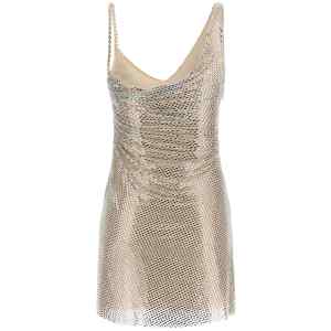 Self-Portrait Champagne Rhinestone Draped Mini Dress