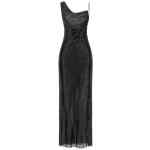 Self-Portrait Black Rhinestone Draped Maxi Dress