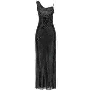 Self-Portrait Black Rhinestone Draped Maxi Dress
