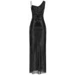 Self-Portrait Black Rhinestone Draped Maxi Dress