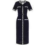 Self-Portrait Navy Pointelle Knit Midi Dress