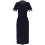 Self-Portrait Navy Pointelle Knit Midi Dress
