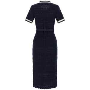 Self-Portrait Navy Pointelle Knit Midi Dress