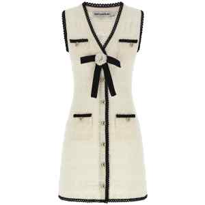 Self-Portrait White Pointelle Knit Mini Dress