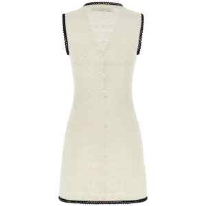 Self-Portrait White Pointelle Knit Mini Dress